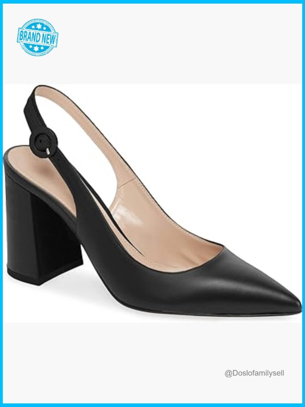 Slingback Pointed Toe Block Heel Pumps Chunky Heel Slip On Work Party Shoes